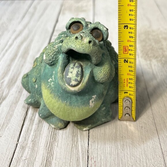 Vintage Pete Apsit Frog Toad Figurine Sculpture Heavy Resin Green Collectible - Picture 6 of 7